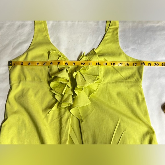 ESLEY Bright yellow ruffle front tank mini dress size M - Picture 11 of 12
